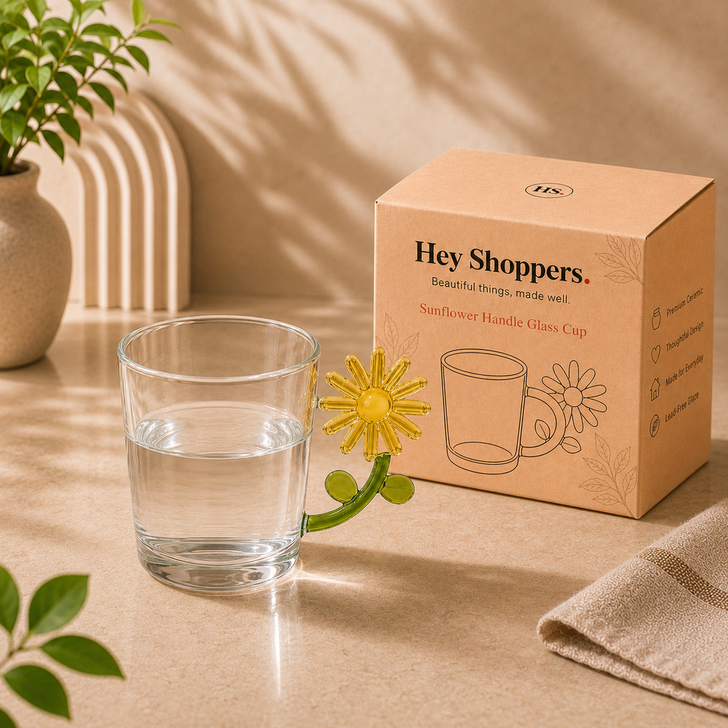 Sunflower Handle Glass Cup
