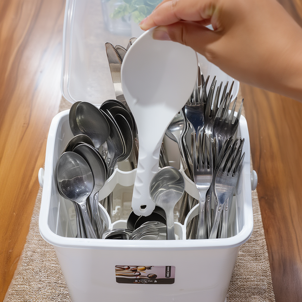 Plastic Cutlery Stand with Lid