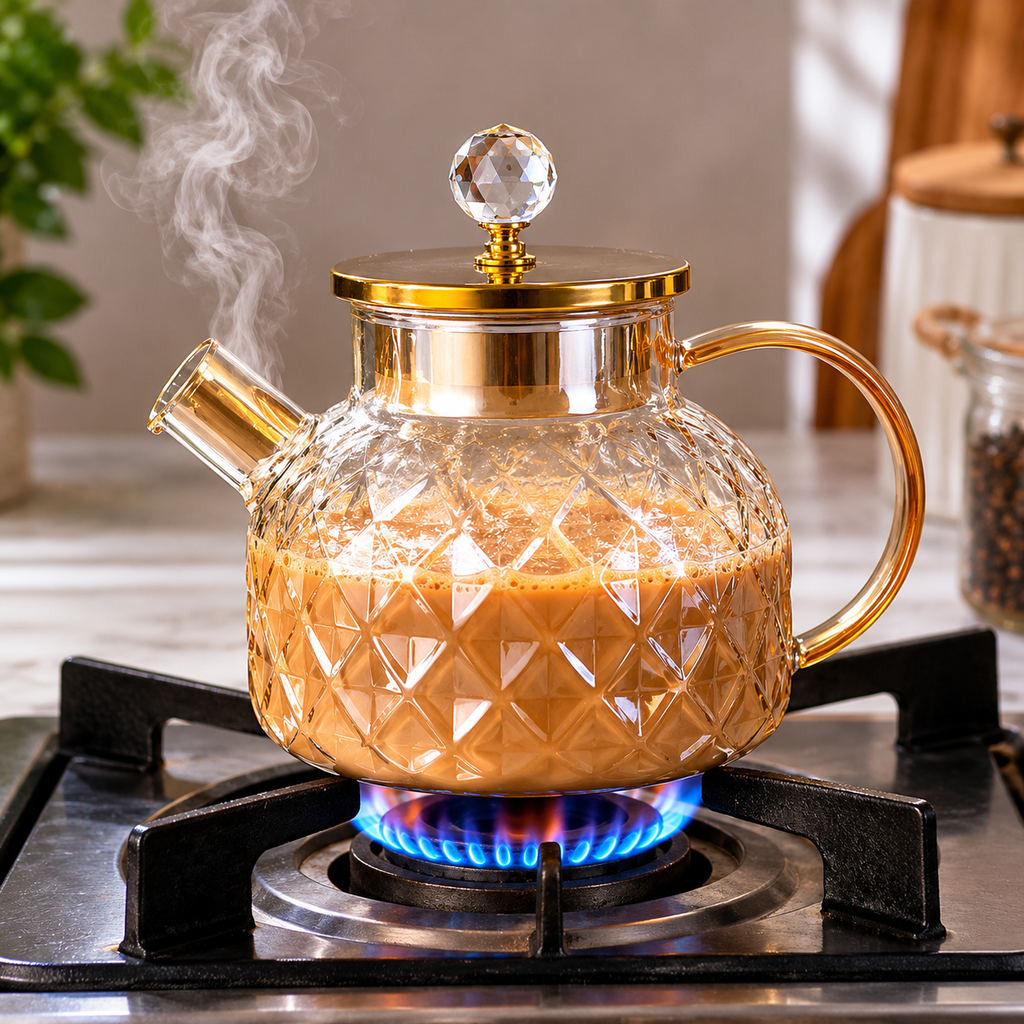 Golden Glass Diamond Teapot Kettle