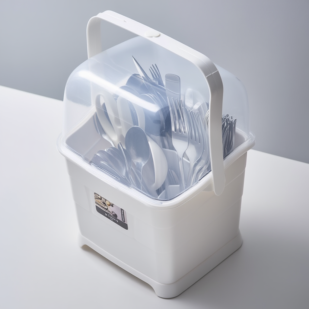 Plastic Cutlery Stand with Lid