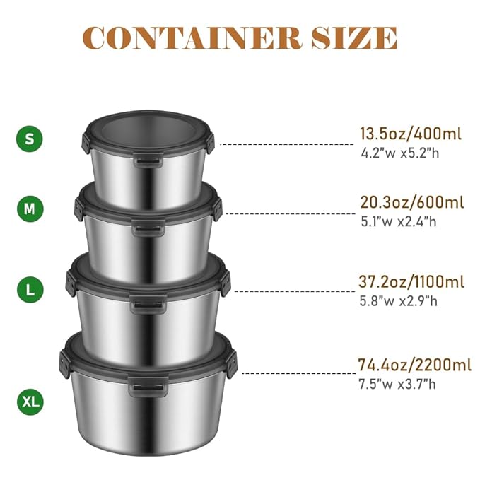 Stainless Steel Containers with Lid