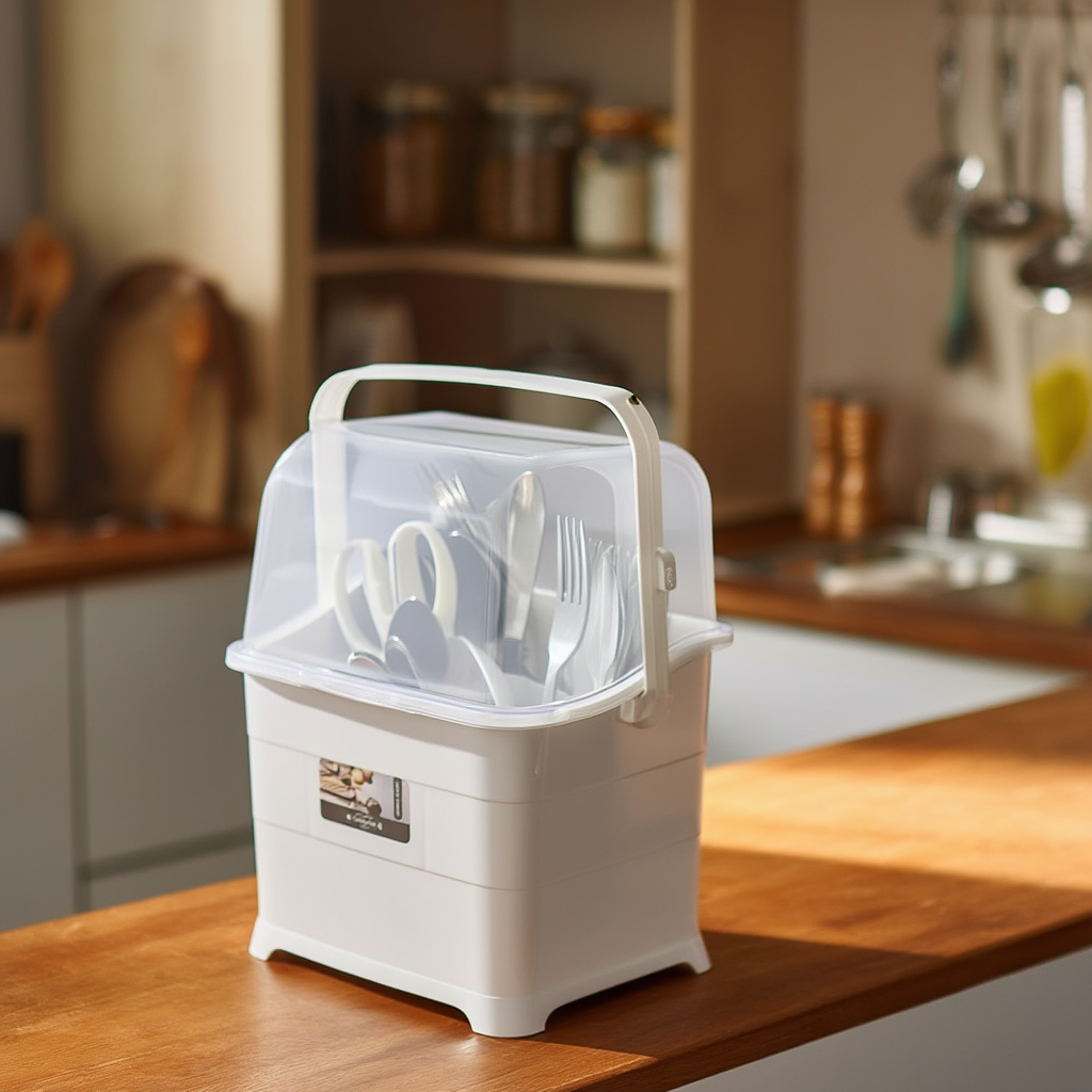 Plastic Cutlery Stand with Lid
