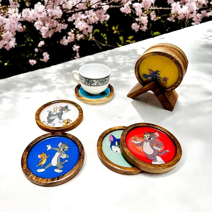 Tom and Jerry Wooden Coasters Set