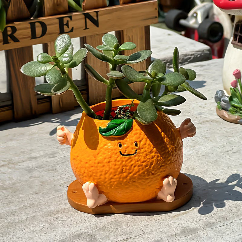 Cute Smiley Face Orange Pot