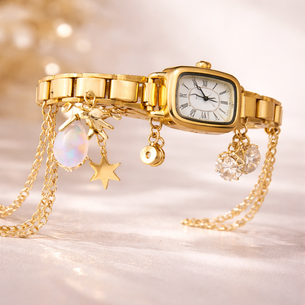 Gold Charm Bracelet Watch