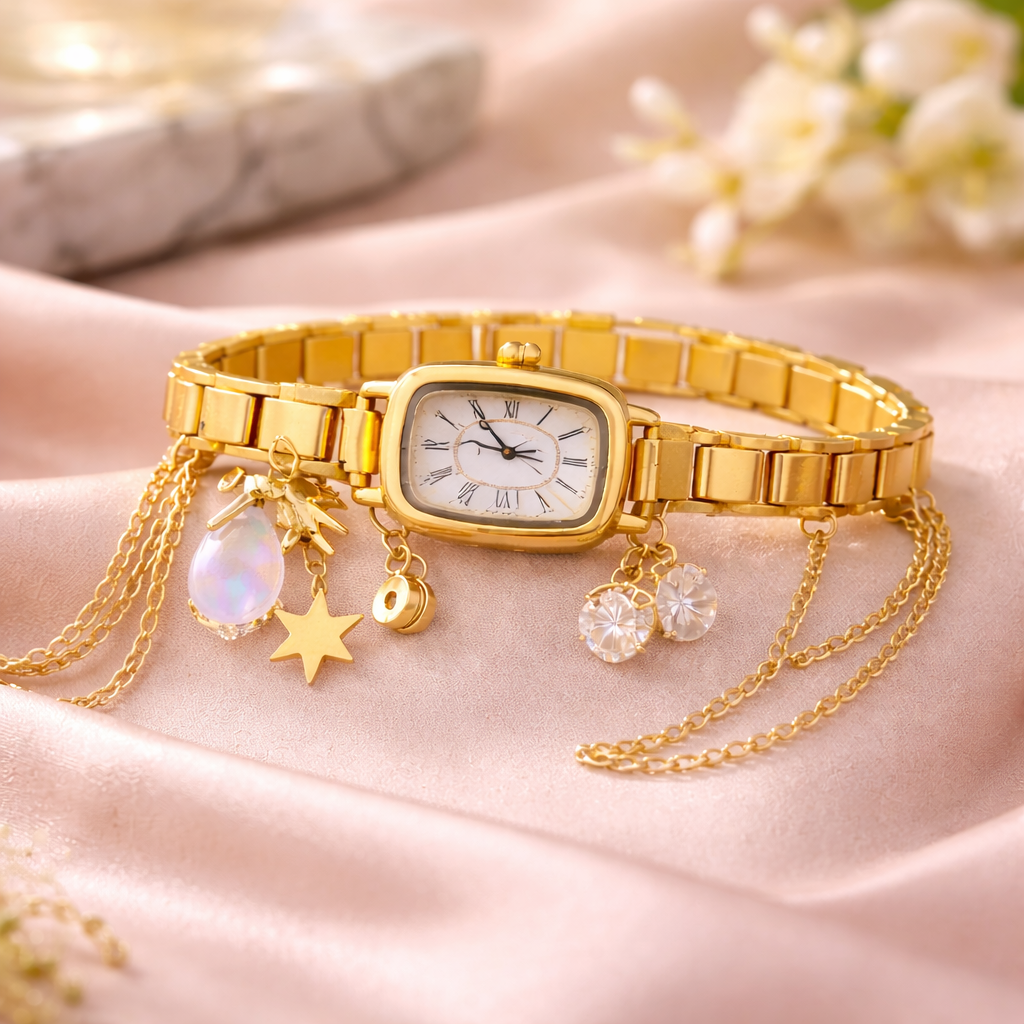 Gold Charm Bracelet Watch