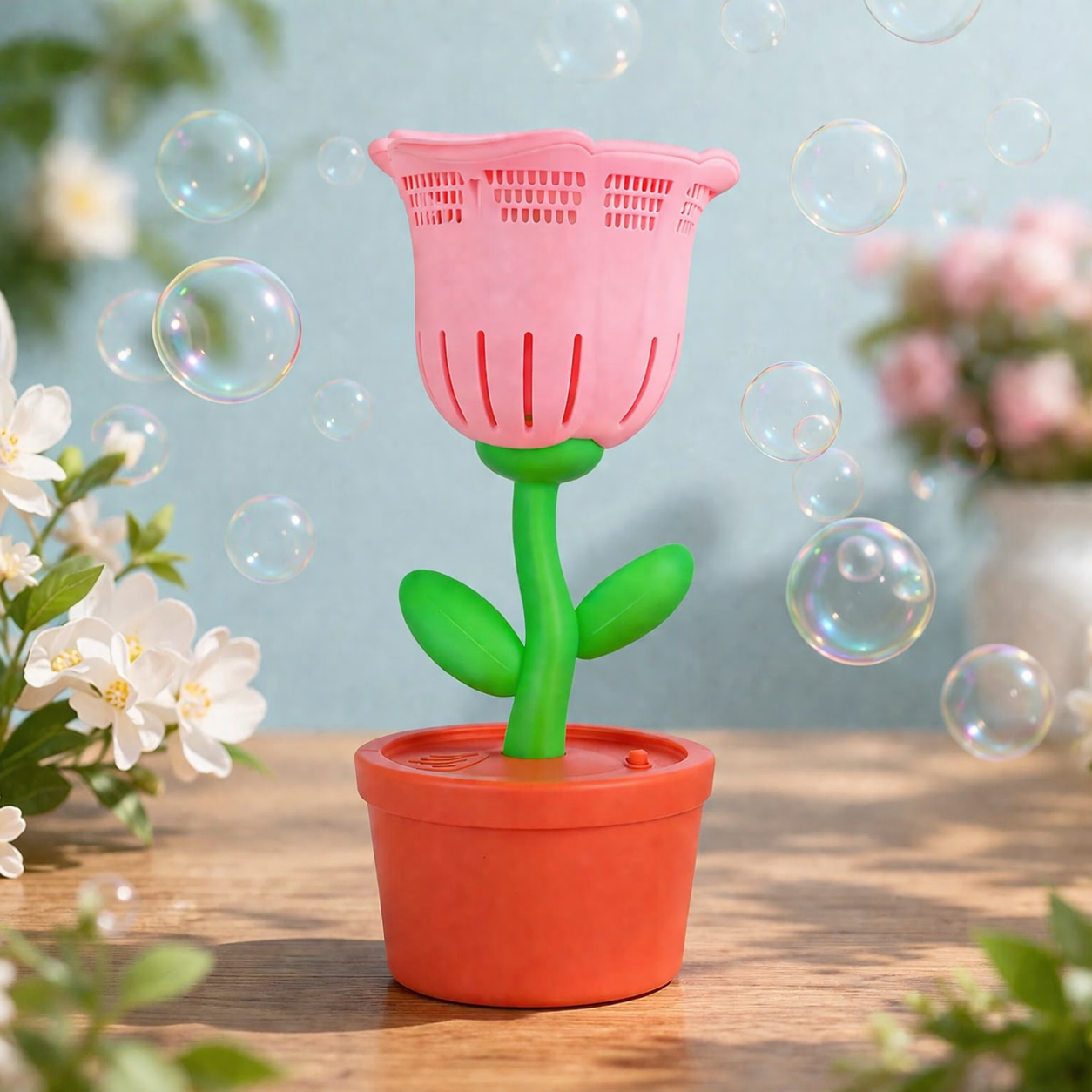 Rose Bubble Blower With Light