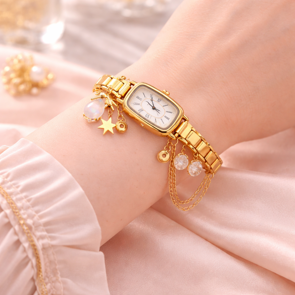 Gold Charm Bracelet Watch