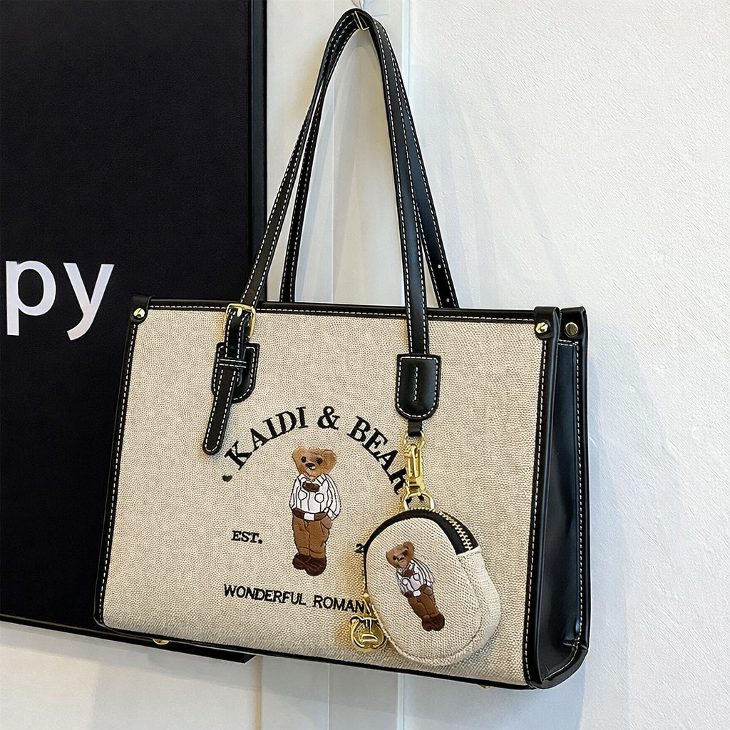 Embroidered Teddy Tote Bag