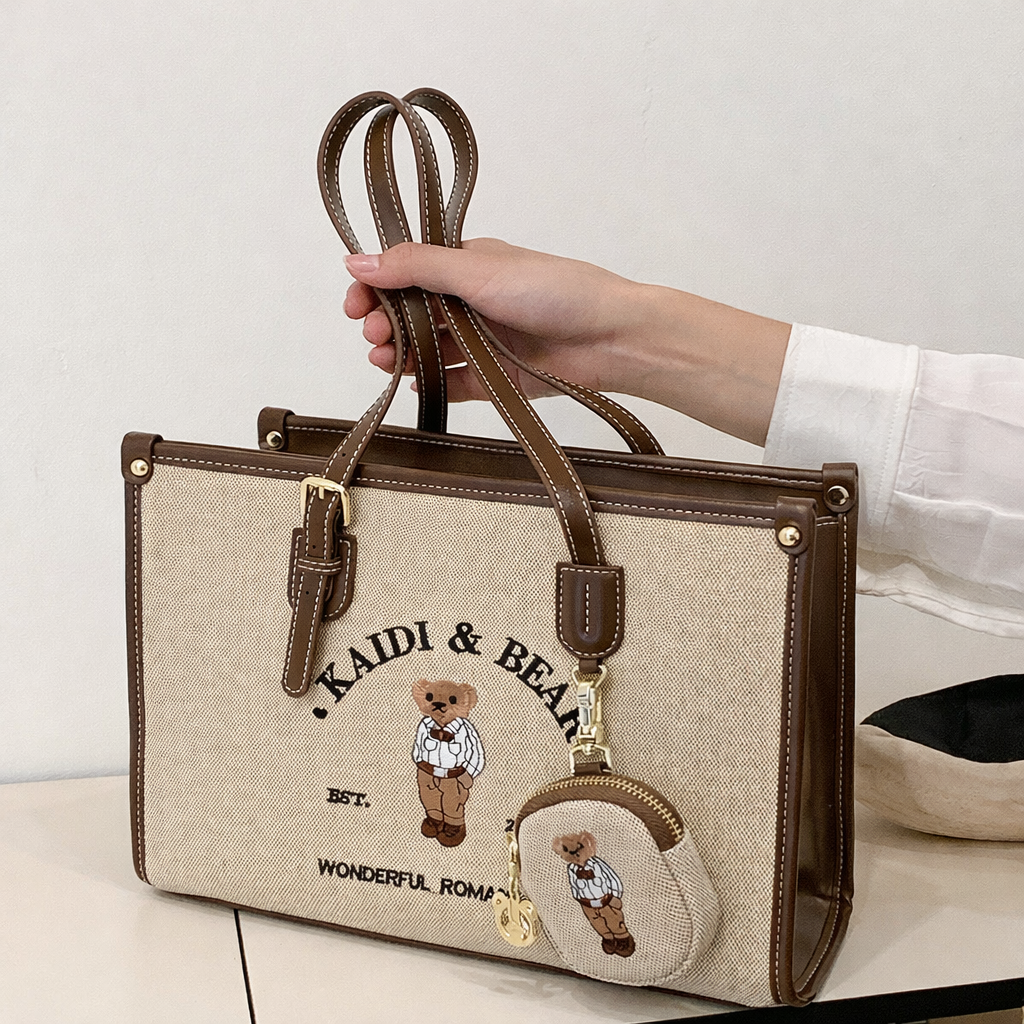 Embroidered Teddy Tote Bag