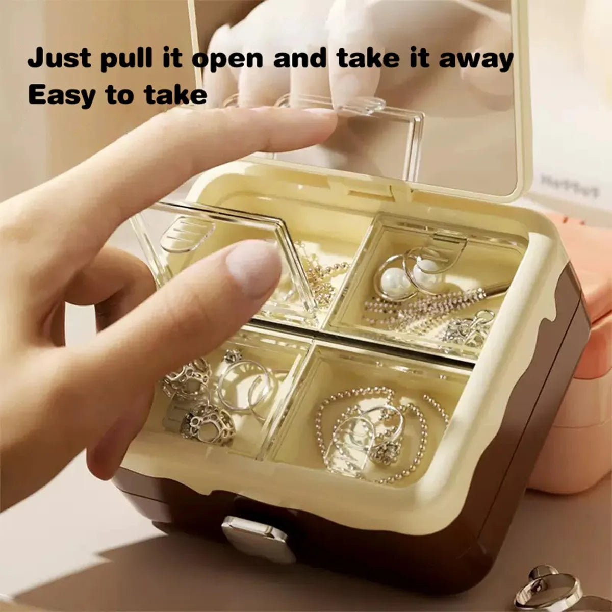 Mini Jewelry Storage Box with Mirror