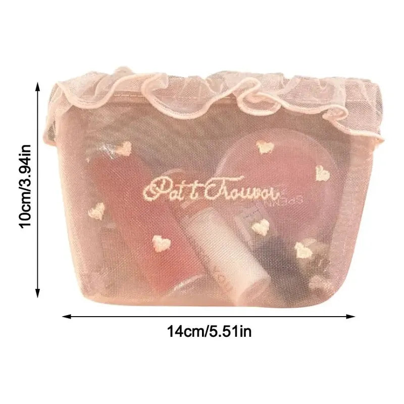 Aesthetic Heart Embroidered Makeup Bag(Large size )