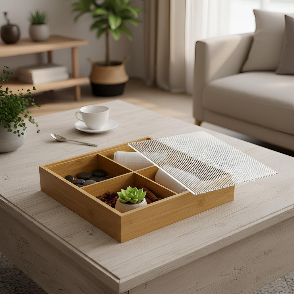 Compartment Wooden Storage Box