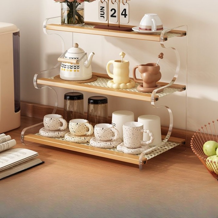 Bamboo Cup Organizer Rack