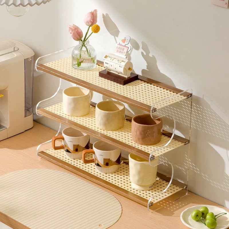 Bamboo Cup Organizer Rack