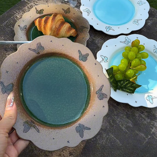 Butterfly Scalloped Ceramic Plate