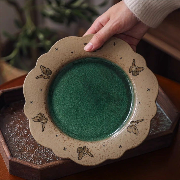 Butterfly Scalloped Ceramic Plate