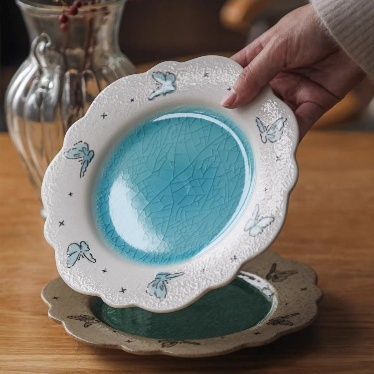 Butterfly Scalloped Ceramic Plate