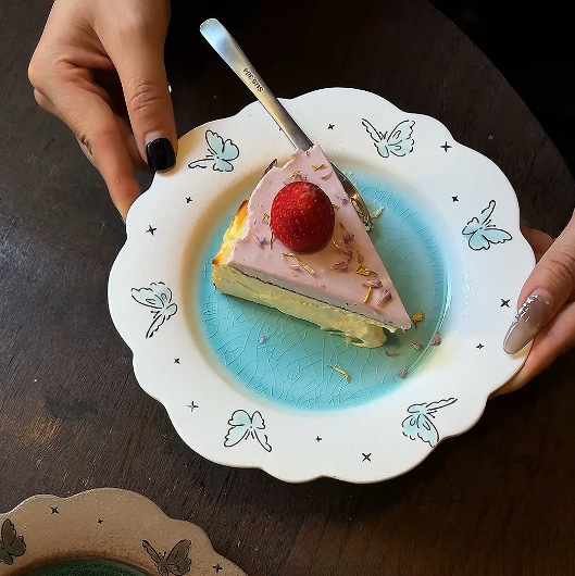 Butterfly Scalloped Ceramic Plate