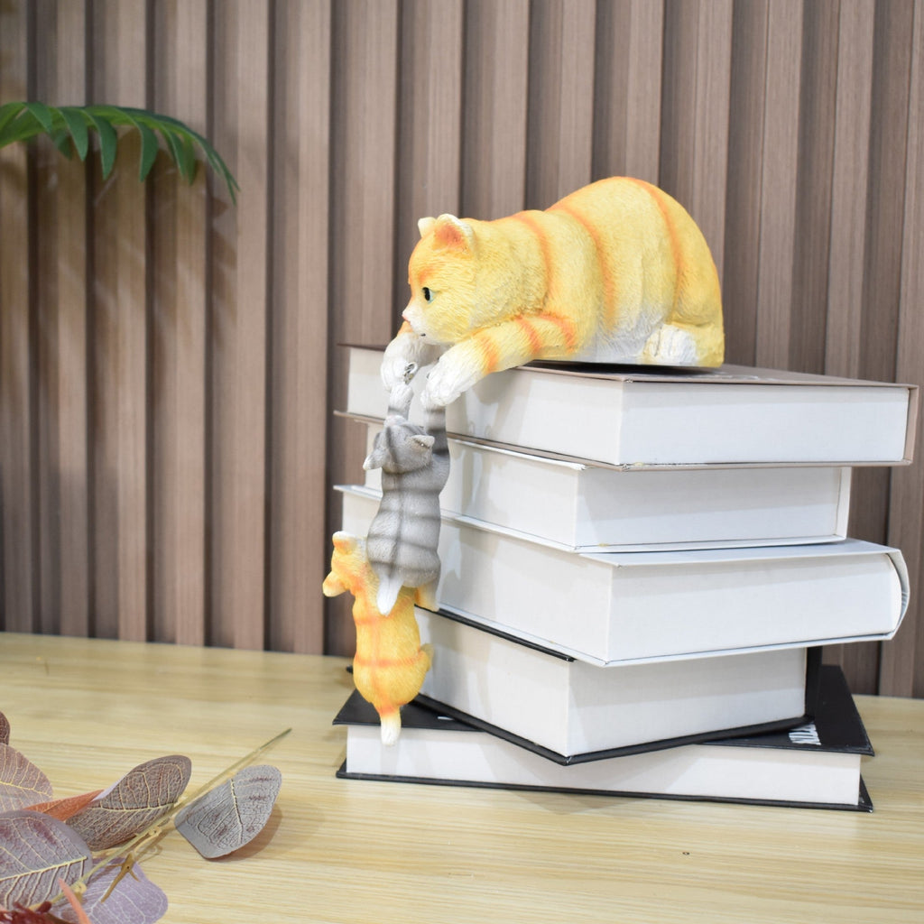 Cat Mother Hanging Two Babies Statue