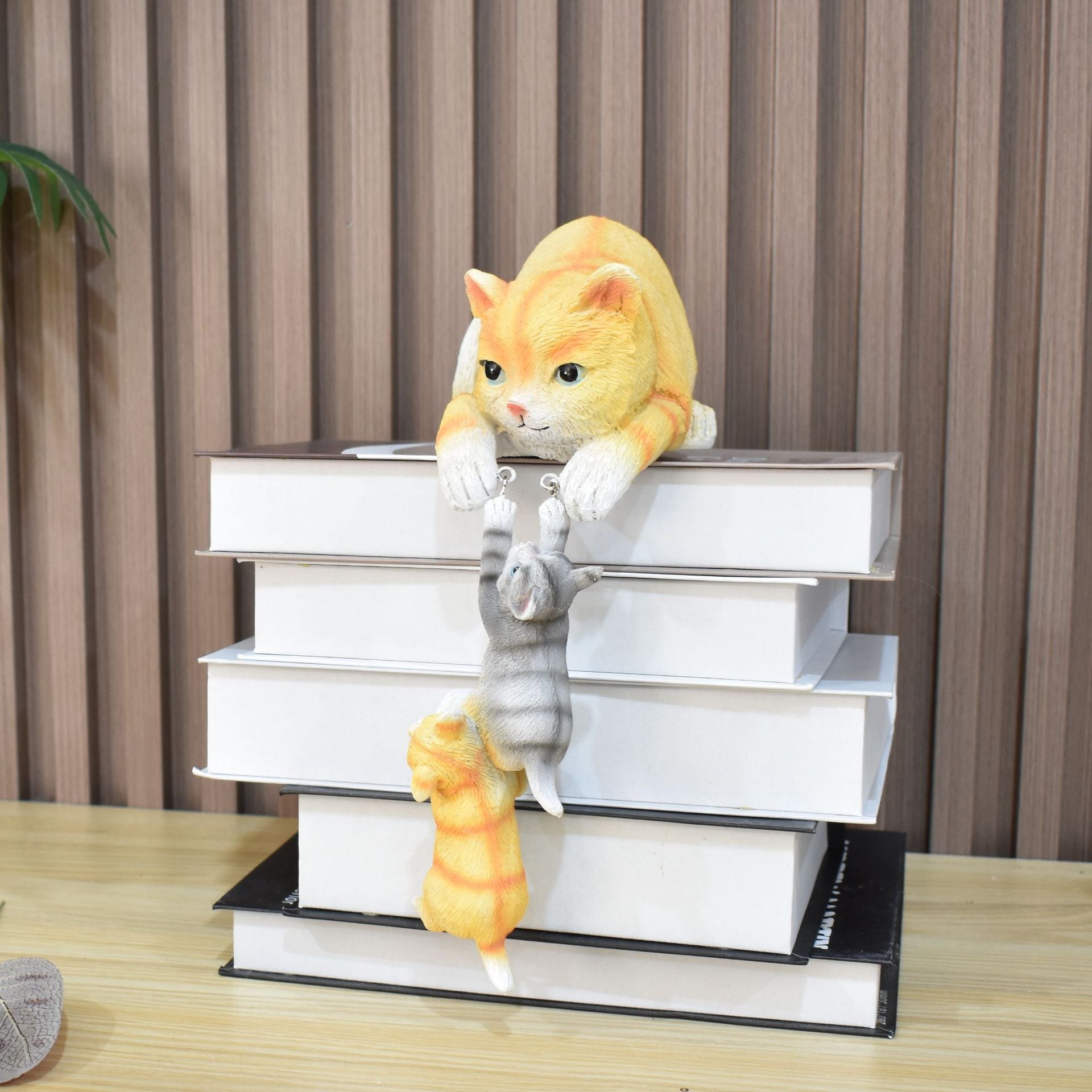 Cat Mother Hanging Two Babies Statue