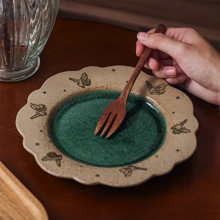 Butterfly Scalloped Ceramic Plate
