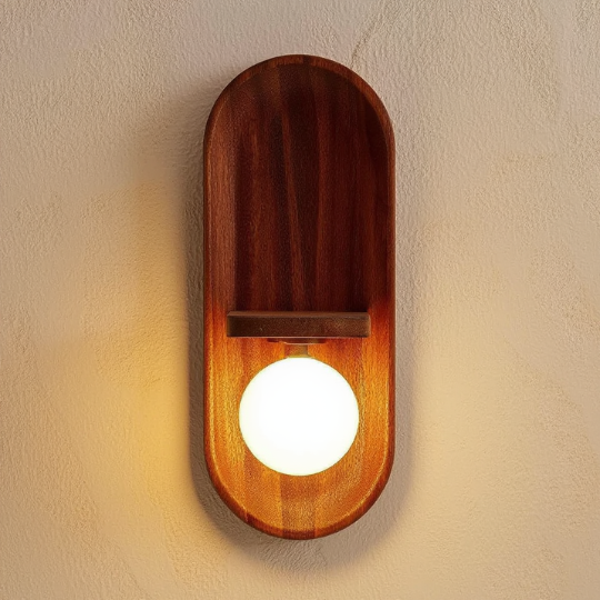 Wooden Wall Light with Showpiece Shelf