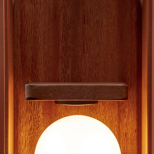 Wooden Wall Light with Showpiece Shelf