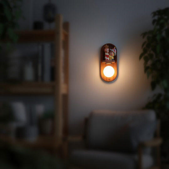 Wooden Wall Light with Showpiece Shelf
