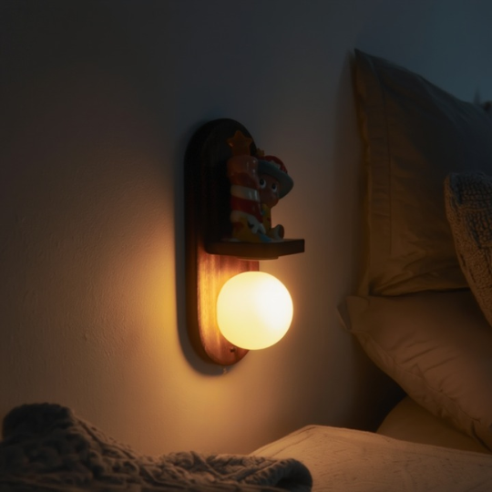 Wooden Wall Light with Showpiece Shelf