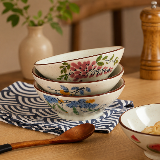 Ivory Bloom Serving Bowls