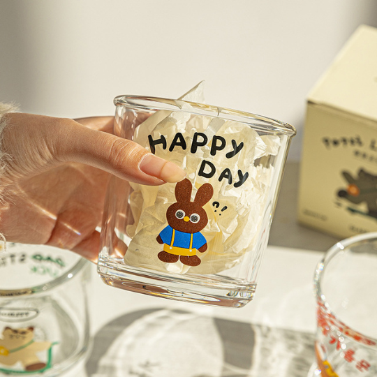 Happy Day Cartoon Glass Cups