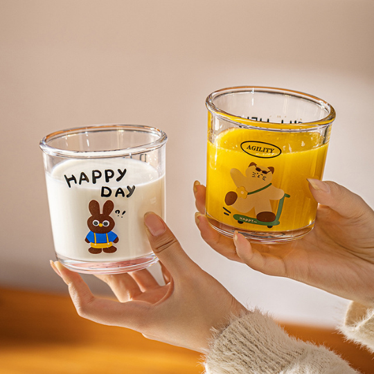 Happy Day Cartoon Glass Cups