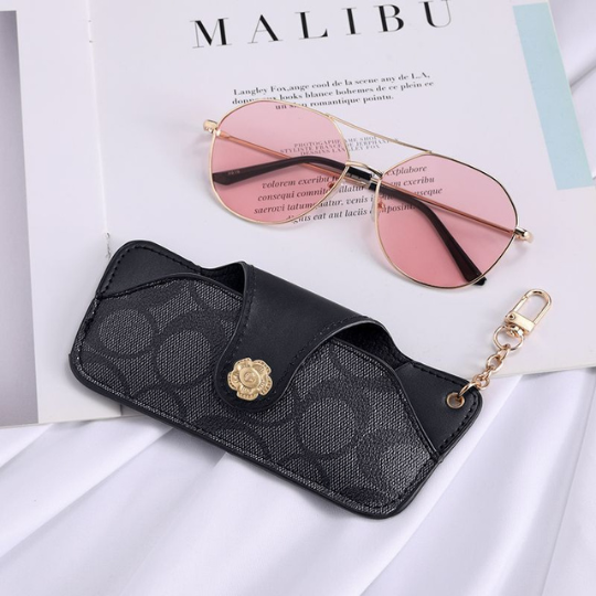 Leather sunglass Holder with Keychain