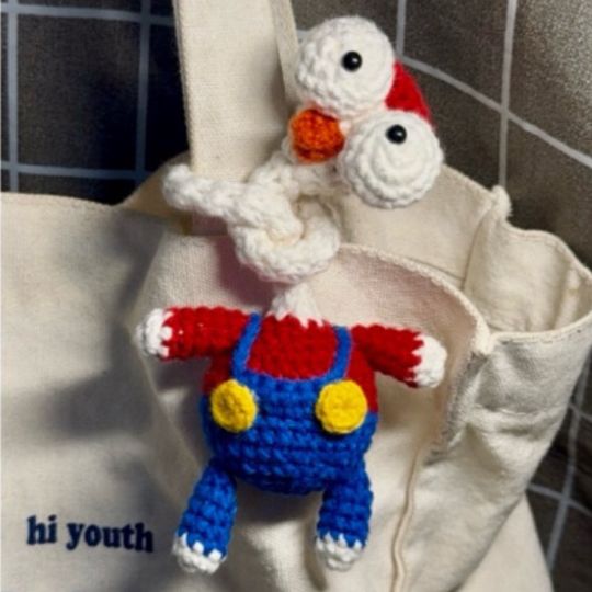 Crochet Mario Chicken Charm