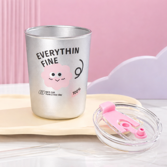 Cute Pink Cup with Lid