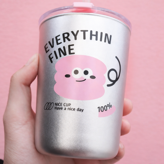 Cute Pink Cup with Lid