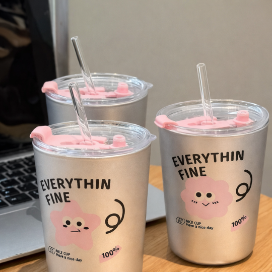 Cute Pink Cup with Lid