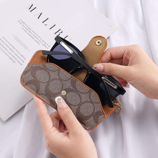 Leather sunglass Holder with Keychain