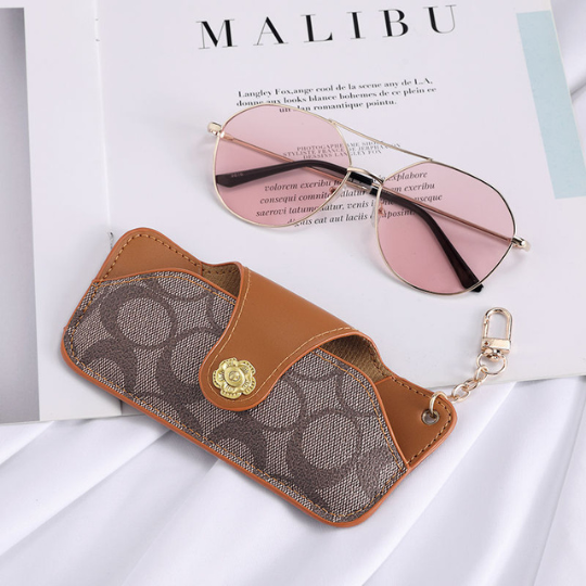 Leather sunglass Holder with Keychain