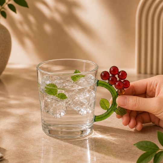 Berry Handle Glass Cup