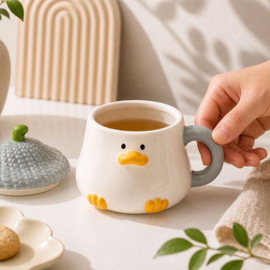 Gray Acorn Duck Mug