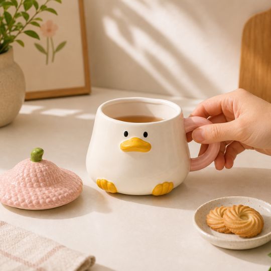Pink Acorn Duck Mug