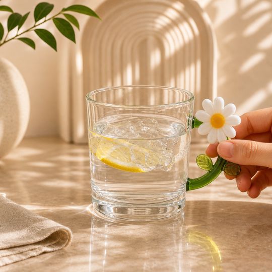 Daisy Handle Glass Cup