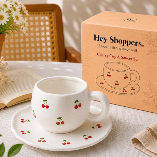 Cherry Ceramic Cup & Saucer