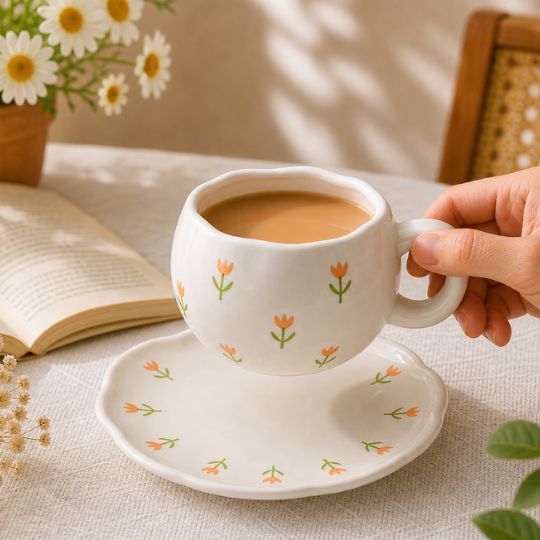 Tulip Ceramic Cup & Saucer