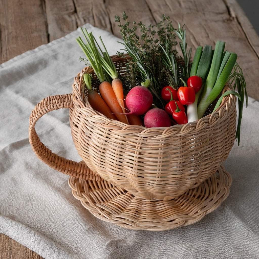 Wicker Teacup Basket
