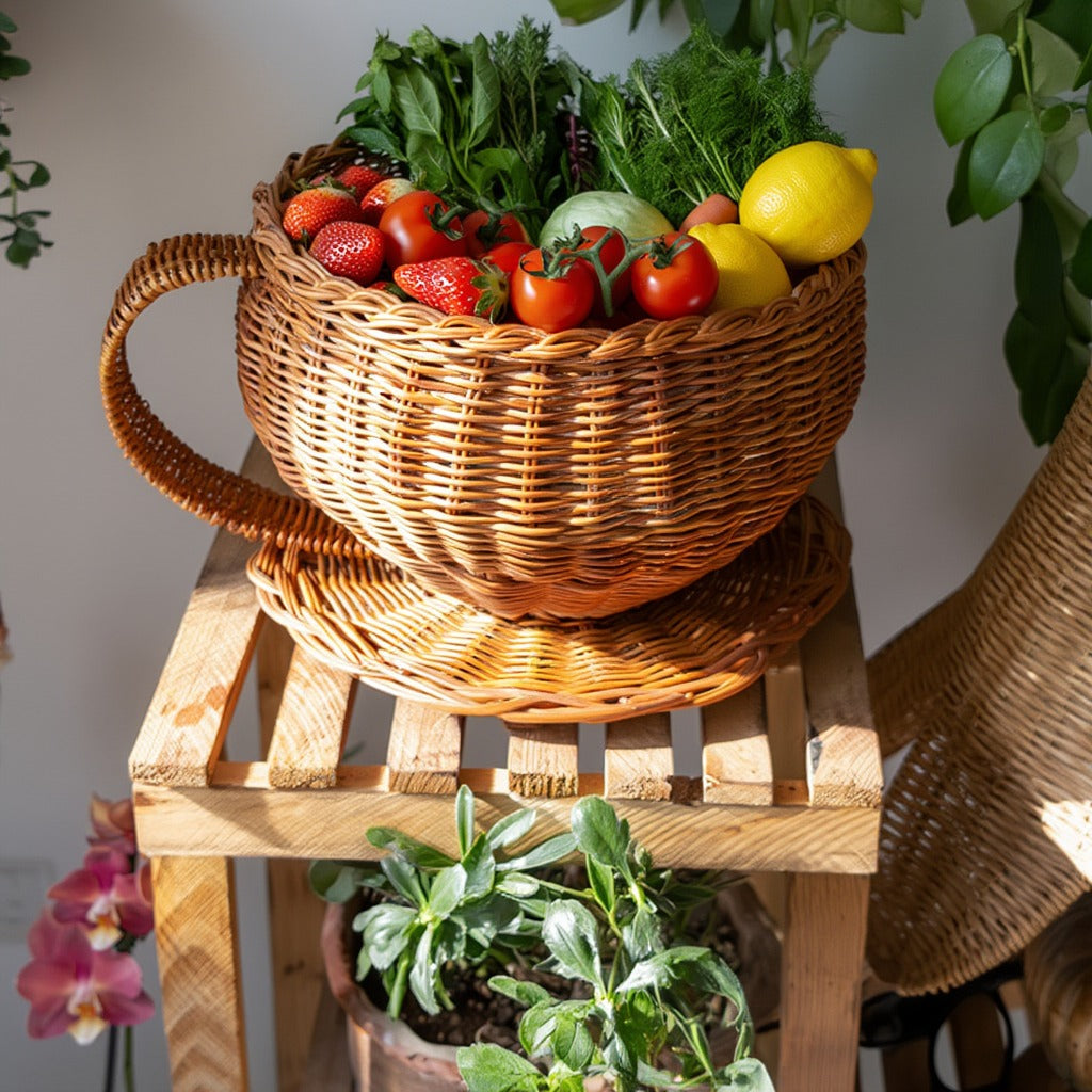Wicker Teacup Basket