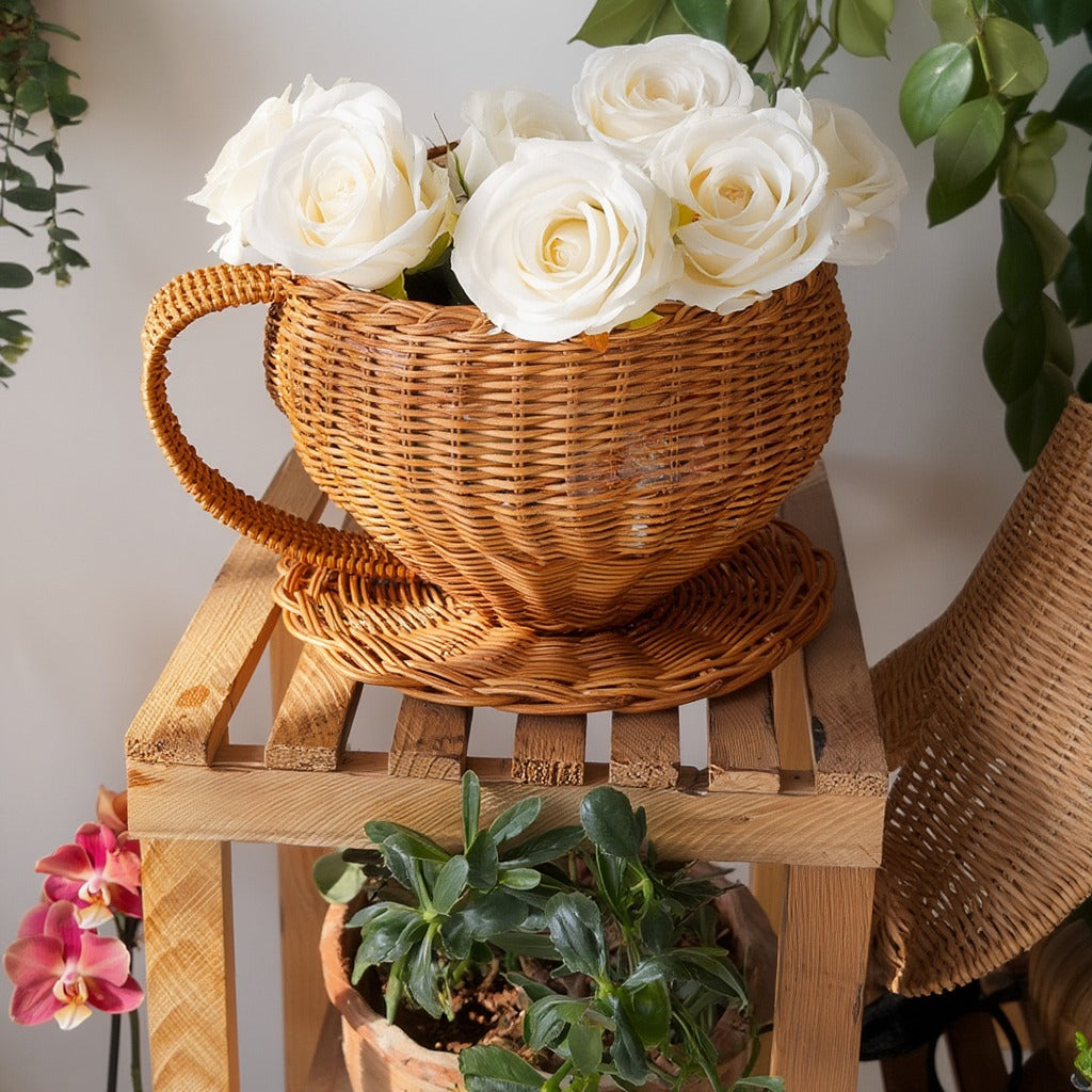 Wicker Teacup Basket