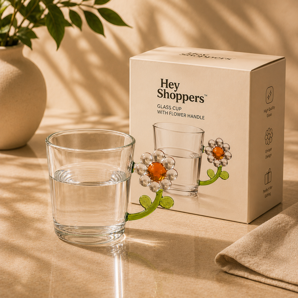 Floral Handle Glass Cup